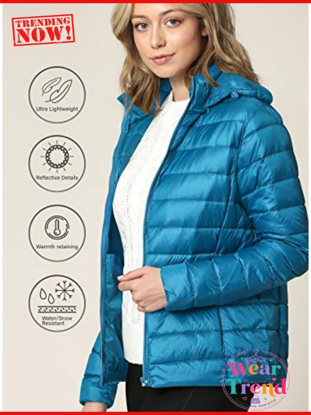 Packable Ultra Light Weight Down Jacket Removable Hood - Picture 3 of 5